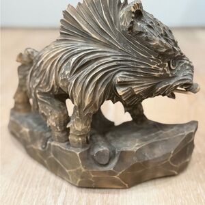 Wild Boar Sculpture in Brown